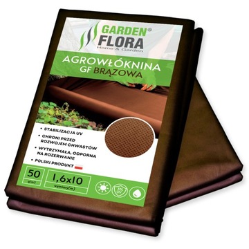AGROWŁÓKNINA NA CHWASTY GF 1,6x10M BRĄZOWA AGROTKANINA ANTYCHWASTOWA 50G