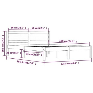 VidaXL Каркас кровати, белый, массив сосны, 120х190 см, двуспальный