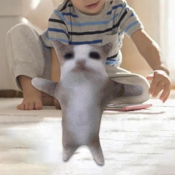 Плюшевый кот с плачущей мордочкой. Плюшевый плюшевый милый котик. Плюшевый забавный кот. 30 см