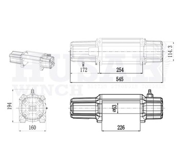 Лебедка Husar 12000 с синтетическим тросом 5,5Т 12В