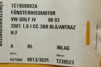 фото thumb №14, Двигунчик блок керування  скла праве перед vw golf iv 1c1959802a 101386 102