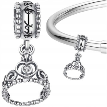 CHARMS Diadem Korona zawieszka srebro 925 koralik wiszący beads princess