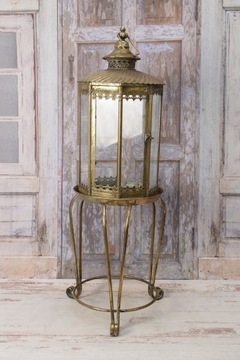 Lampion Latarnia Stojąca na Nogach na Świece - Vintage , Glamour - Lampa