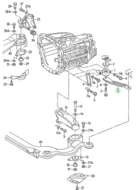 фото thumb №7, Кронштейн подушки коробки кпп / коробка передач audi (oem) 8a0399541d