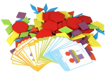 Układanka drewniana Montessori gra logiczna puzzle mozaika 130 el.