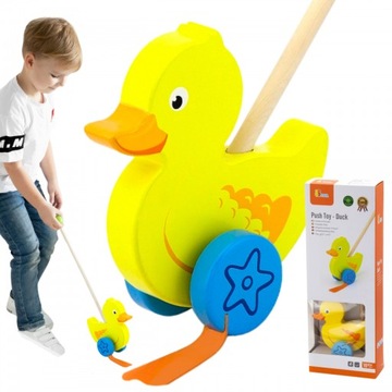 Pusher DUCK развитие движения утки по дереву VIGA Ходьба на палке 18м+