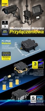 Распределительная коробка PEBA 3 Way IP68, водонепроницаемый разъем для кабельного соединения