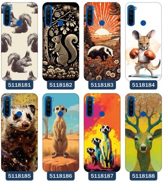 Etui do Xiaomi Redmi Note 8T Wzory Zwierzęta Łoś Jeż Jeleń Hipopotam