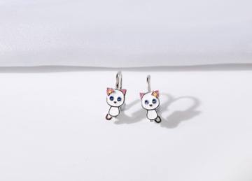СЕРЕБРЯНЫЕ СЕРЬГИ «КОТ» ДЛЯ ДЕВОЧКИ, СЕРЕБРО 925 ПРОБЫ, АНГЛИЙСКИЙ