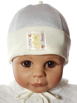 CZAPKA BAWEŁNIANA ZWIERZĄTKA CZAPECZKA WIĄZANA Z USZKAMI 3-6 M-CA 5KOLORÓW