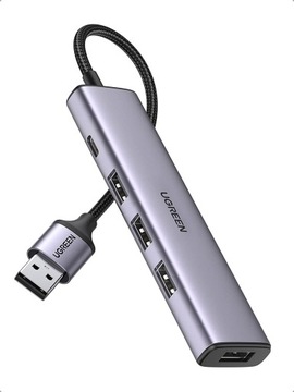 АДАПТЕР UGREEN HUB USB-РАЗВЕТВИТЕЛЬ 5 В 1 4X USB-A 3.0 1X USB-C 5 Гбит/с P&P 20 СМ