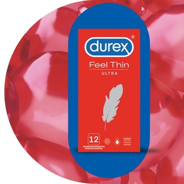 Презервативы DUREX Feel Thin Ultra Thin, 12 шт., увлажненные
