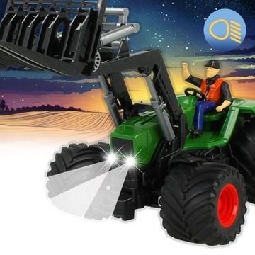 TRAKTOR ZDALNIE STEROWANY ŚWIATŁA LED ZABAWKA NA PILOTA PRZYCZEPKA FIGURKA