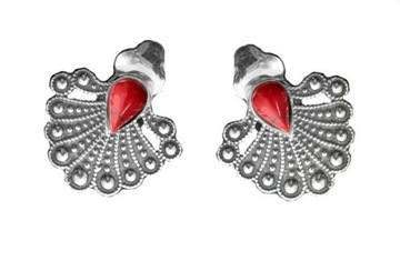 Серебряные зажимы с кораллом