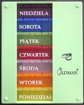 POJEMNIK ORGANIZER NA LEKI LEKARSTWA PIGUŁKI OLDMAN KASETKA 7 dni 4 pory