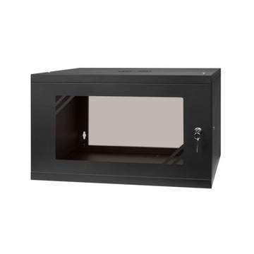 Шкаф RACK 19'' 6U 600х450мм ЧЕРНЫЙ Стеклянная дверь