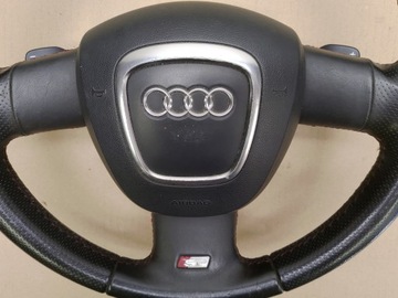 фото thumb №11, Руль + подушка безопасности кожаный лепестки s-line sline audi a3 8p годы 03-08