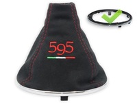 фото thumb №1, Fiat 500 abarth чехол переключения передач вышивка 595 красный флаг рамка хром