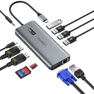 Адаптер Choetech 12in1 HUB-M26 USB-C на USB-C USB