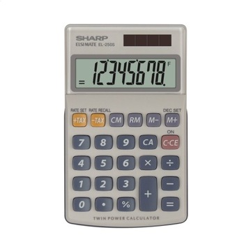 Калькулятор Sharp EL-250S, серо-синий, карманный