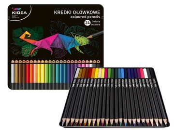 ТРЕУГОЛЬНЫЕ КАРАНДАШИ KIDEA 24 ЦВЕТА, металлический порошок
