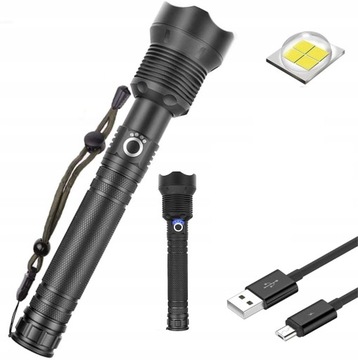 МОЩНЫЙ ТАКТИЧЕСКИЙ ФОНАРЬ СВЕТОДИОДНЫЙ ЗУМ НА АККУМУЛЯТОРЕ USB