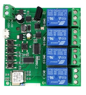 Sonoff 4CH DC 5-32 В WiFi + RF 433 МГц без напряжения