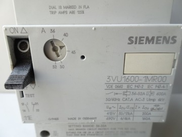 ПЕРЕКЛЮЧАТЕЛЬ ДВИГАТЕЛЯ SIEMENS 18.5KW 22KW 3VU1600-1MR00 36-52 АМПЕР