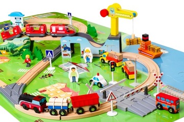 OGROMNA Drewniana Kolejka XXL PUZZLE mata Pociąg