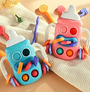 СЕНСОРНАЯ ИГРУШКА ДЛЯ МЛАДЕНЦЕВ И ДЕТЕЙ МОНТЕССОРИ БУТЫЛКА 5 В 1