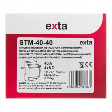 КОНТАКТОР МОДУЛЬНОЙ УСТАНОВКИ 3F 40A AC 4NO 230V