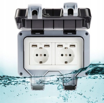 IP66 16A Водонепроницаемая электрическая розетка с USB
