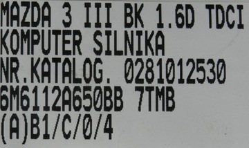 фото thumb №6, Компьютер блок управления mazda 3 iii bk 1.6d 0281012530
