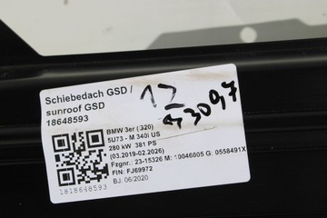 фото thumb №15, Bmw 3 g20 люк крыша стеклянный солнечный стекло люк сдвижной чёрный 2 m2