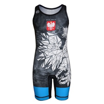 Детский борцовский купальник POLAND BLUE 140