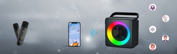 КАРАОКЕ-ДИНАМИК С BLUETOOTH 5.0 И 2 БЕСПРОВОДНЫМИ МИКРОФОНАМИ