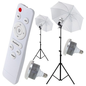 Zestaw 2 lamp Parasolka 110 cm 170W LED z pilotem