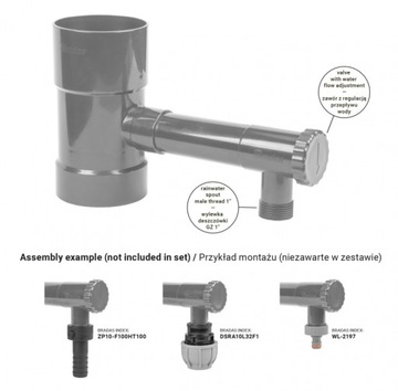 ДОЖДЕВОЙ СБОРНИК, ДОЖДЕВОЙ УЛОВИТЕЛЬ ДЛЯ ЖЕЛОБА С КЛАПАНОМ 100ММ GZ1 ПВХ