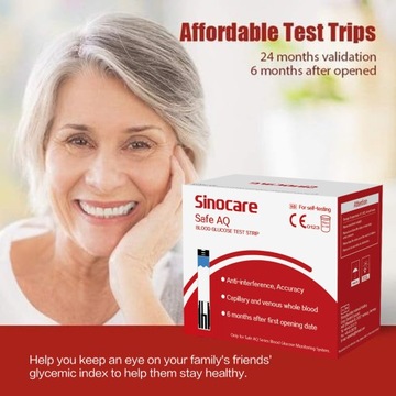 Тест-полоски для глюкометра Sinocare AQ SMART/VOICE 50 полосок и ланцетов