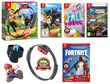 Nintendo SWITCH Oled 64 ГБ, белый + 4 игры + кольцо + стекло = ВЫГОДА