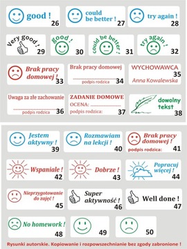 PIECZĄTKI PIECZĄTKA dla nauczycieli szkoła ocena obrazkowa