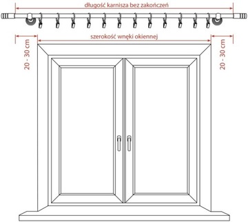Karnisz Oslo 200cm podwójny 19/19mm metal satyna