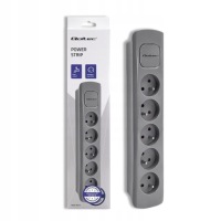 Qoltec Удлинитель с 5 розетками, 1,8 м, серый