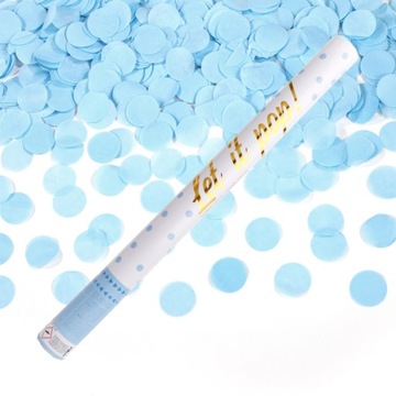 Tuba z Konfetti Armatka Strzelająca Niebieska Ślub Wesele Baby Shower 60cm