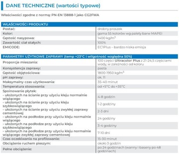 MAPEI fuga cementowa elastyczna 2kg ULTRACOLOR PLUS kolor 150 żółty