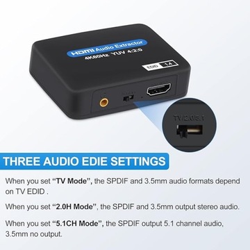 ЭКСТРАКТОР HDMI-HDMI КОНВЕРТЕР TOSLINK SPDIF Разветвитель 4K 60 Гц+ 3,5 мм