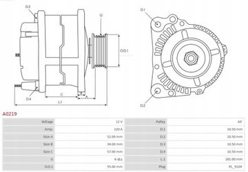 фото thumb №11, Генератор opel omega b 3.2 v6 as-pl a0219
