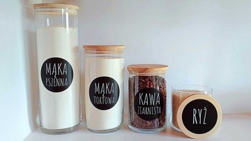 ЭТИКЕТКИ НАКЛЕЙКИ для кухонных банок, 60 шт, черные