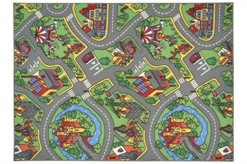 DYWAN DLA DZIECKA MIASTO DROGA ULICZKI ULICE PLAC BUDOWY O-RALLY 100x150 cm