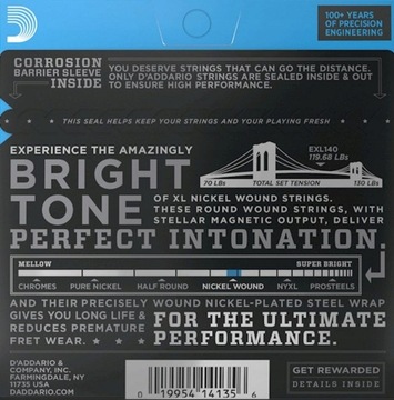 Струны D'Addario EXL140 для электрогитары.